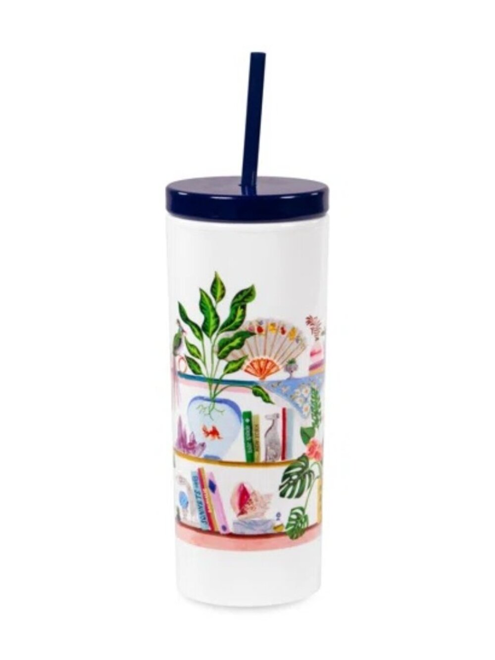 New KATE SPADE Bookshelf White 20oz Insulated Tumbler w/ straw